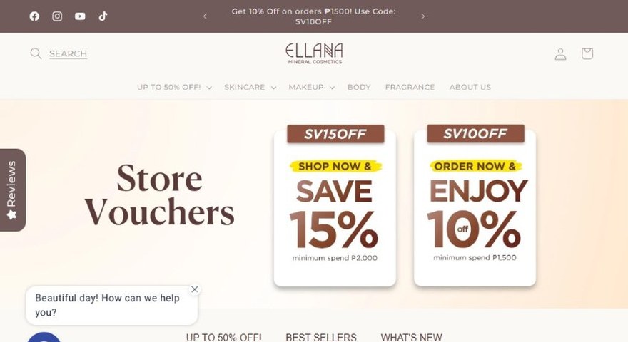 Ellana Cosmetics homepage